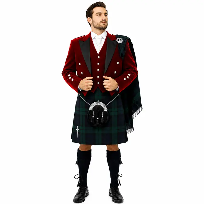 Prince Charlie Kilt Outfit With Velvet Jacket