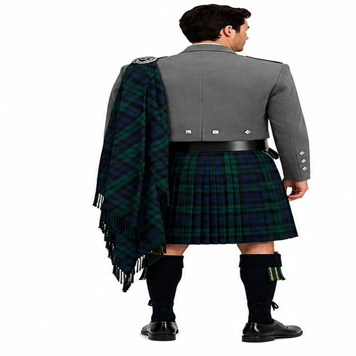 Scottish Wedding Kilt Outfit With Grey Prince Charlie Jacket - Image 2