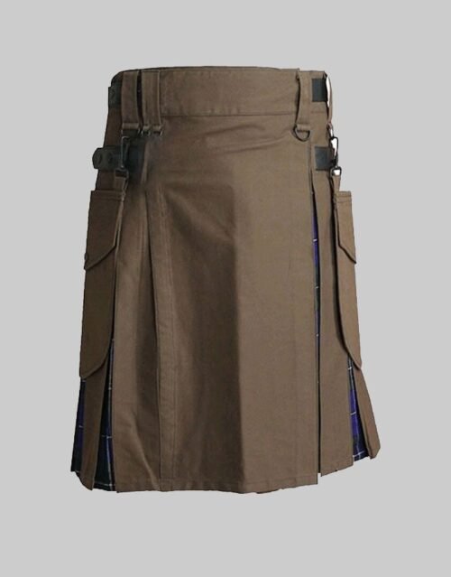 BROWN UTILITY AND TARTAN HYBRID KILT