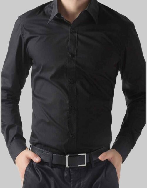 Black Cotton Dress Shirt for Men