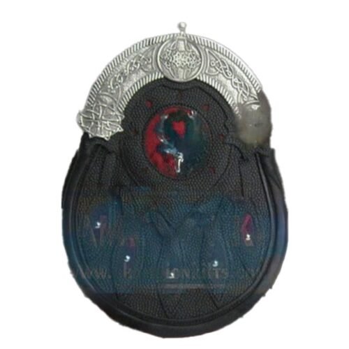 BLACK LEATHER DEARG HUNTING SPORRAN