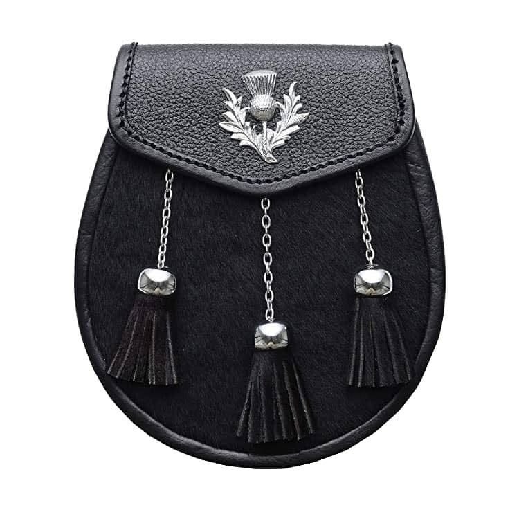 Black Fur Daress Sporran With Chain Belt