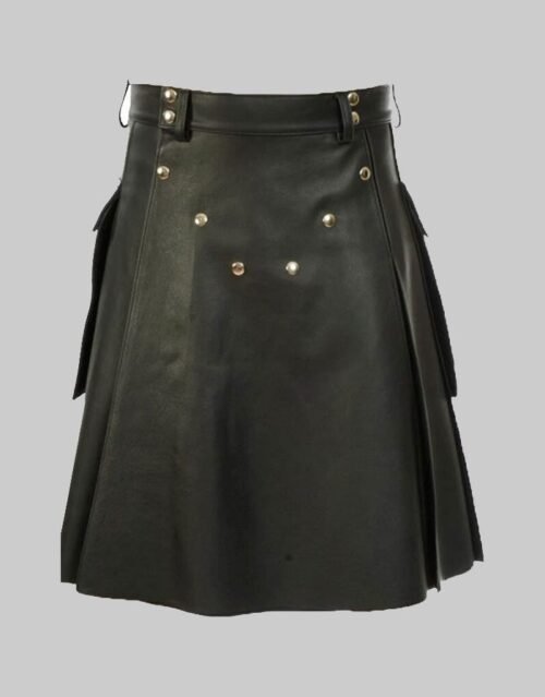 Black Leather Stylish Kilt