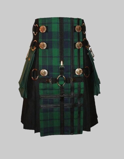 Black Watch Tartan Hybrid Gothic Utility Kilt