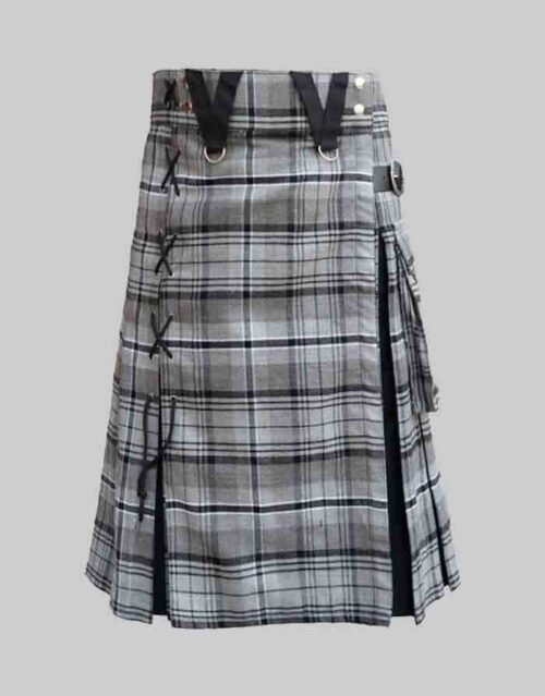 Box Pleated Grey Hamilton Modern Kilt