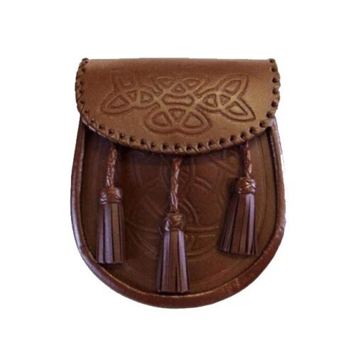 Brown Celtic Embossed Leather Sporran