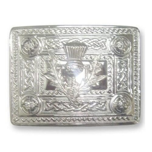 Chrome Thistle Kilt Belt Buckle