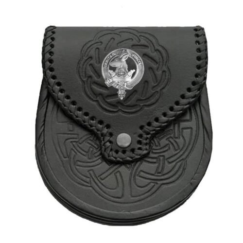 Thistle Semi Dress Black Leather Sporran Double Embossed