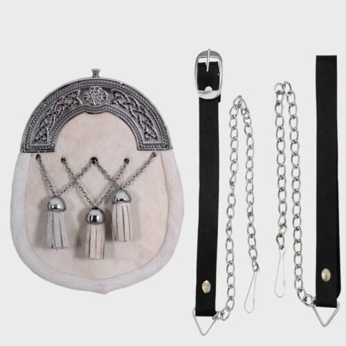 Cream Calfskin Cross Tassals Sporran