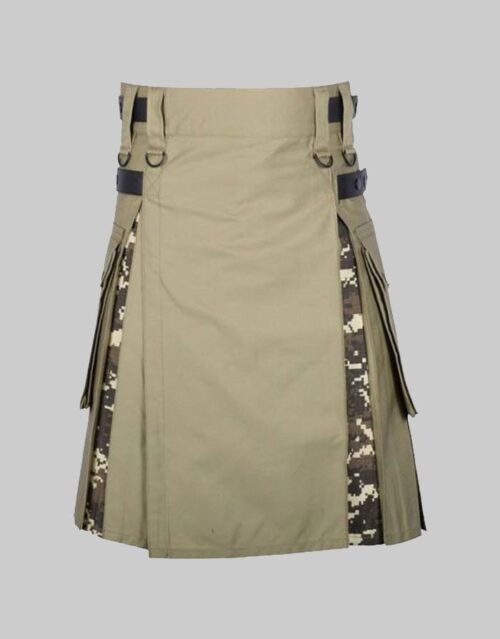 Digital Camo Khaki High Quality Cotton Hybrid Utility Kilt For Men