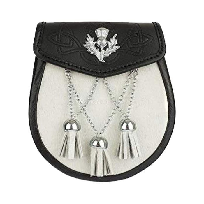 Embosed Thistle Leather Semi Dress Sporran