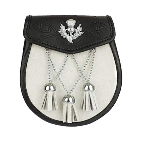 Embossed Thistle Leather Semi Dress Sporran