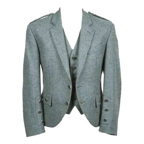 Green Lovat Wool Tweed Argyle Tweed Kilt Jacket