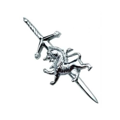 Highland Rampant lion Chrome Finish Kilt Pin