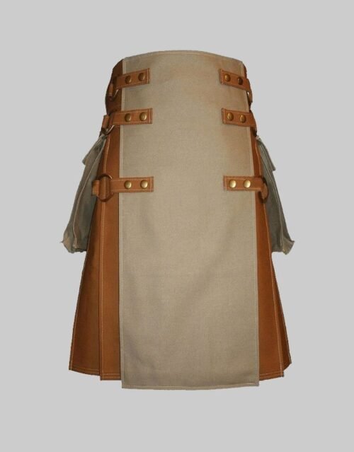 Khaki Canvas Fashion Utilty Kilt