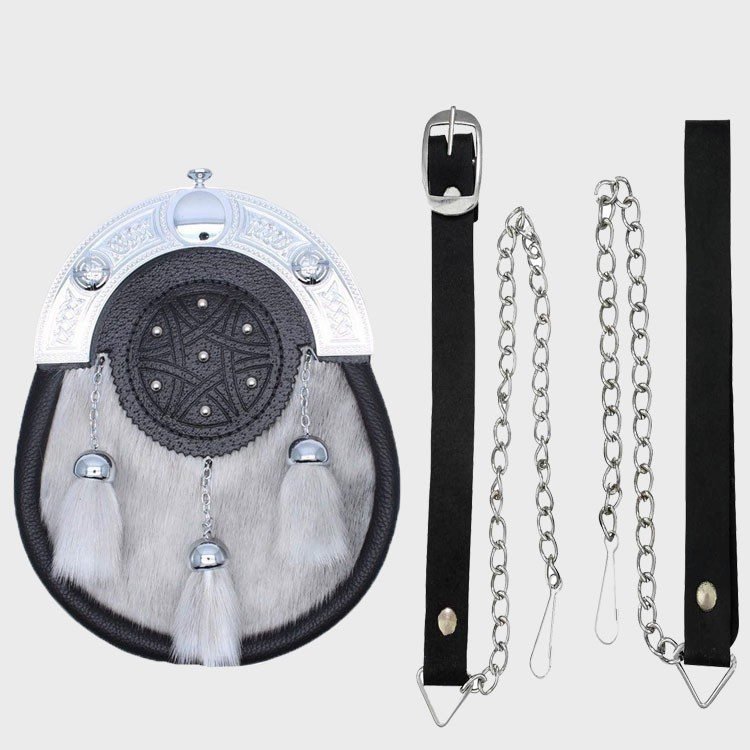Light Grey Sealskin Full Dress Sporran
