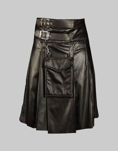 Luxurious Black Leather Kilt