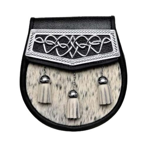 Natural Calfskin Celtic Interweave Plate Kilt Sporran