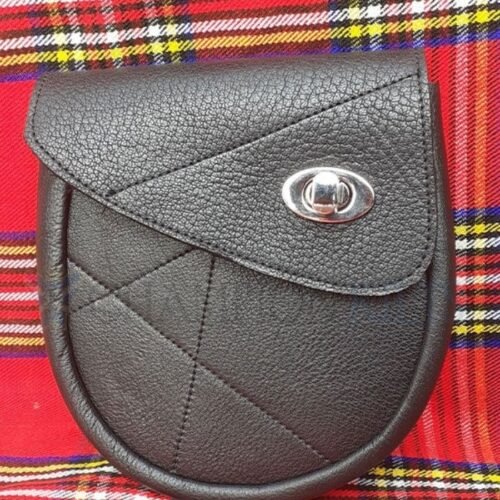 New Stylish Pure Black Leather Day Sporran
