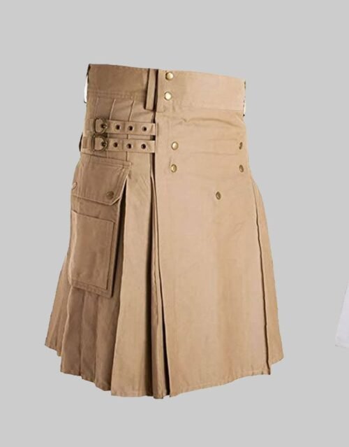 New Khaki Utility Kilt With Cargo Pockets
