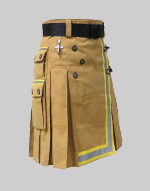 New Men Khaki Utility Kilt