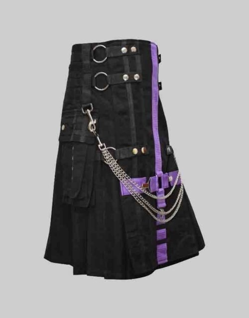 Purple And Black Two Tone Hybrid Utility Kilt