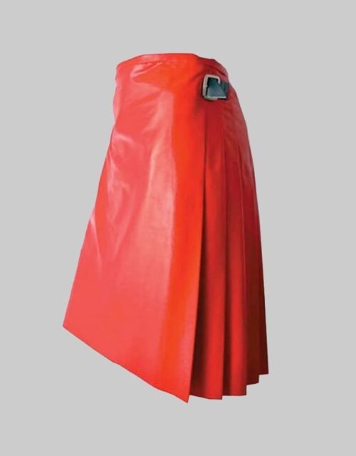 Scottish Red Warrior Leather Kilt