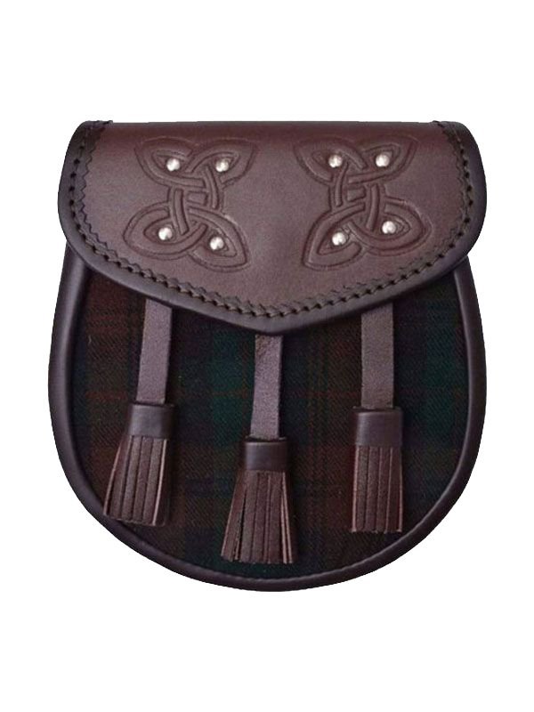 Semi Dress Brown Watch Tartan Genuine Leather Tassels Sporran