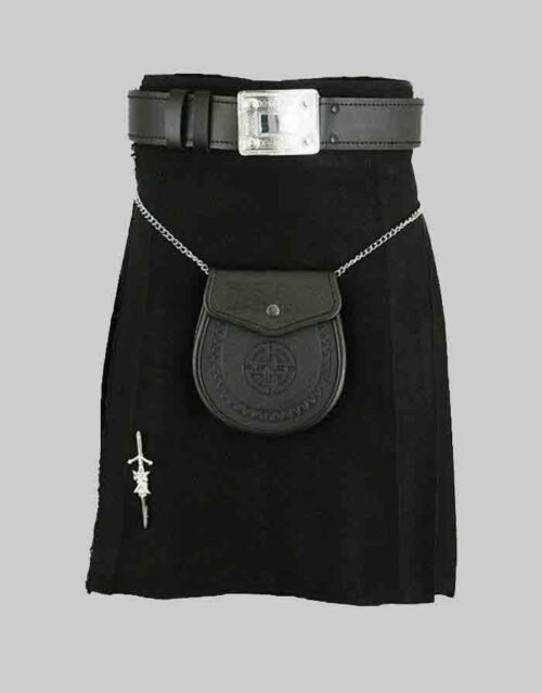 Solid Black Tartan Kilt