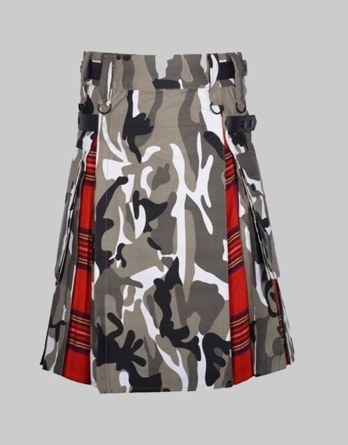 Urban Camouflage And Royal Stewart Hybrid Kilt