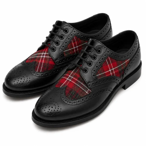 black ghillie tartan shoes