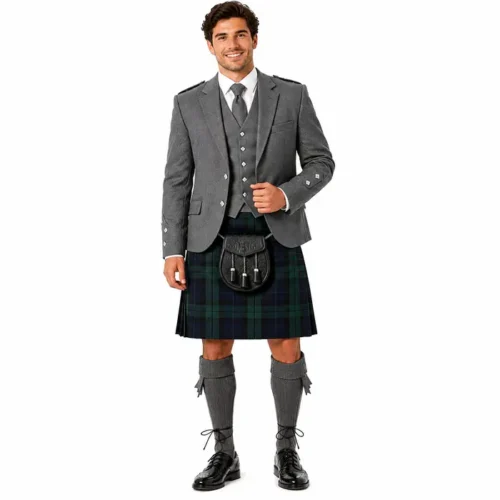 grey argyle kilt outfit