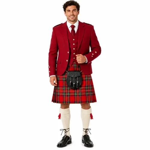 red argyle kilt outfit